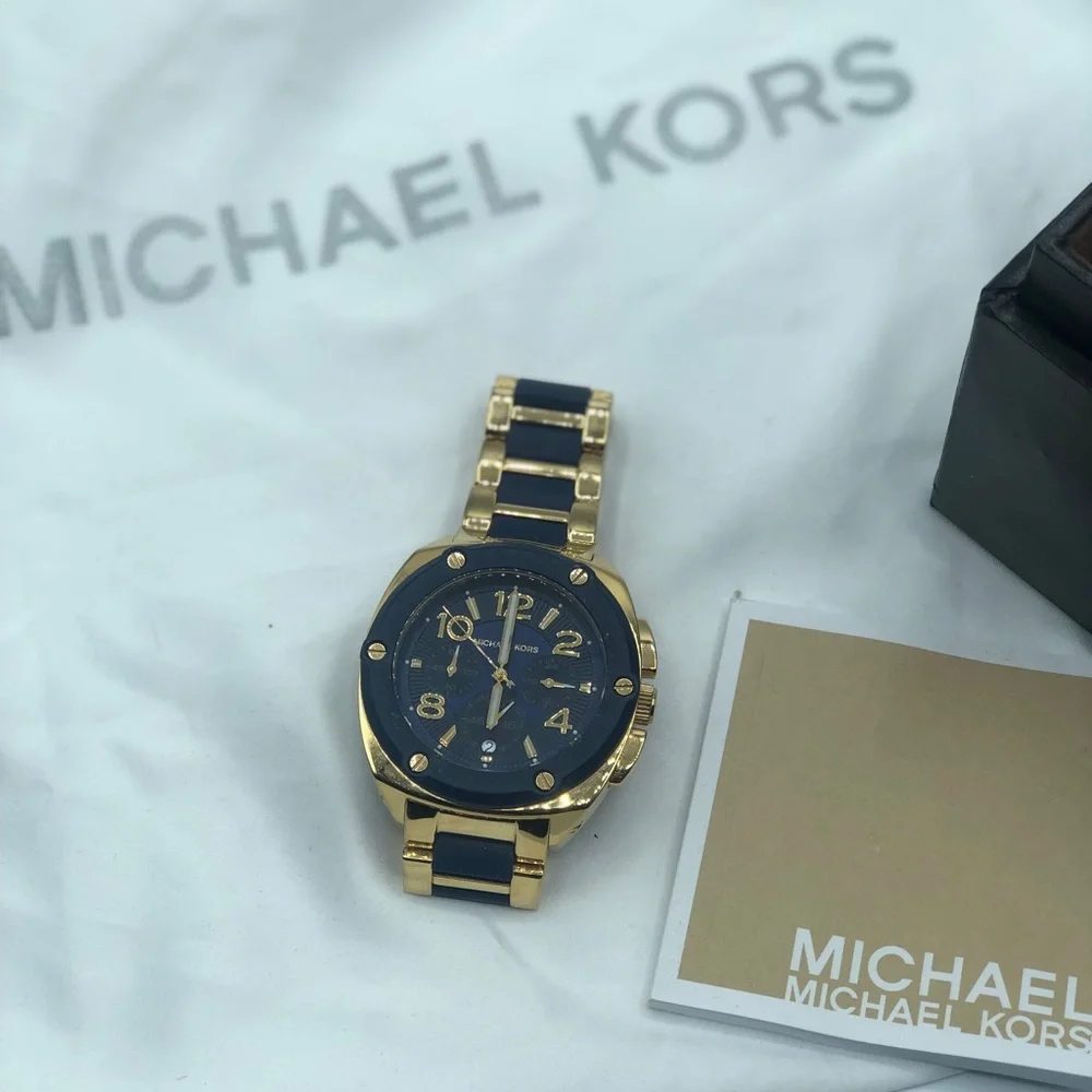 Michael kors gold and blue watch